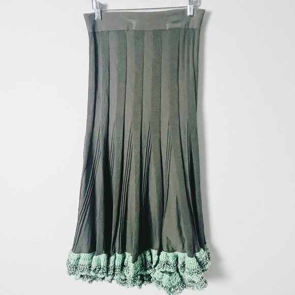NIC+ZOE Dresses & Skirts - 2/$30 Nic + Zoe Crochet Hem Olive Green Knit Maxi Skirt S